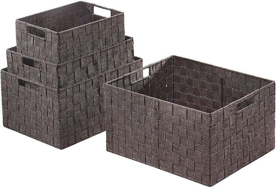Kobolo Aufbewahrungskorb Regalkorb Nylon rechteckig brown sugar 4-teilig günstig online kaufen
