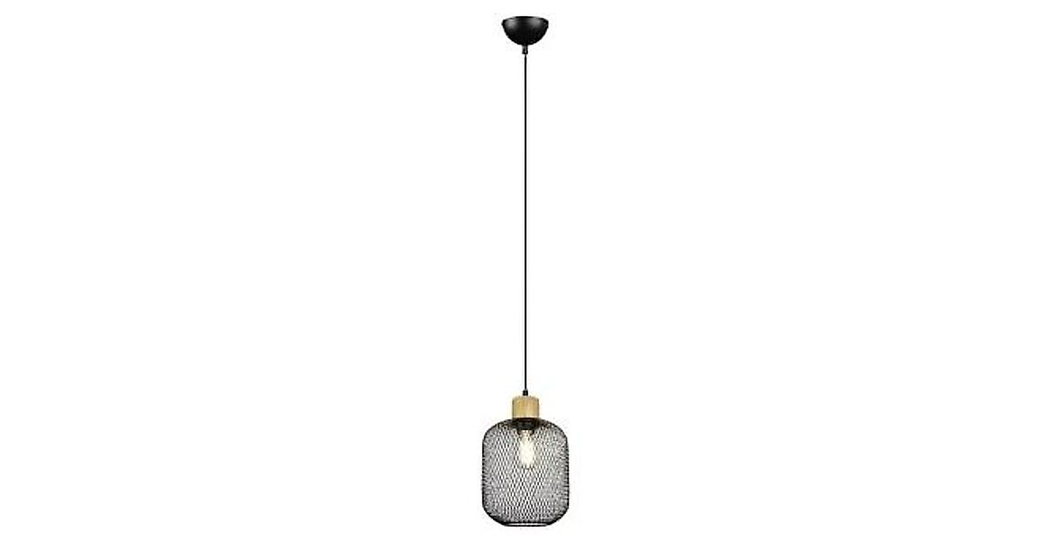 Pendelleuchte 1xE27 Ø 18 cm  1 Stück Metall / Holz Schwarz günstig online kaufen