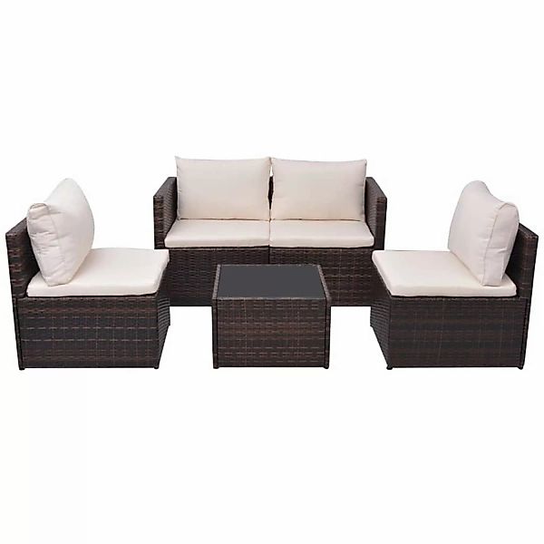 5-tlg. Garten-lounge-set Mit Auflagen Poly Rattan Braun günstig online kaufen