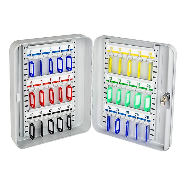 HMF 13030-07 Schlüsselkasten Abschließbar 30 Haken 30 x 24 x 7 cm Lichtgrau günstig online kaufen