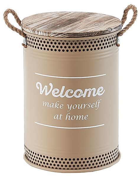 Kobolo Wäschekorb Wäschetonne WELCOME BRAUN Metall günstig online kaufen