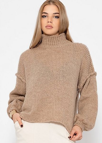SASSYCLASSY Strickpullover Rollkragenpullover Damen mit Ziernähten günstig online kaufen