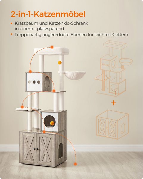 FEANDREA Kratzbaum, mit Katzenklo-Schrank 185cm Kratzsäule günstig online kaufen