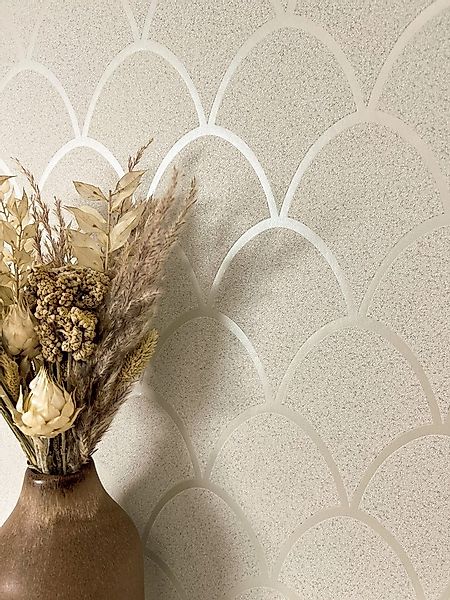 Newroom Vliestapete Zeesa Beige Tapete Mustertapete Fischschuppen,Glanz,Gli günstig online kaufen