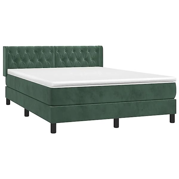 vidaXL Boxspringbett mit Matratze Dunkelgrün 140x190 cm Samt 3131138 günstig online kaufen