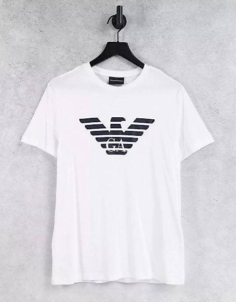 Emporio Armani – Weißes T-Shirt mit Adlerlogo auf der Brust günstig online kaufen