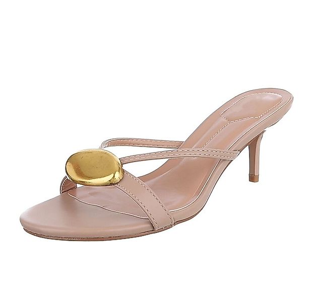 Ital-Design Elegante Damen Sandalen mit goldenem Detail für Anlässe Pantole günstig online kaufen