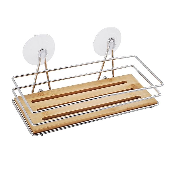 MSV Duschregal Joy 26,5 cm x 11,5 cm x 10 cm Braun-Silber günstig online kaufen