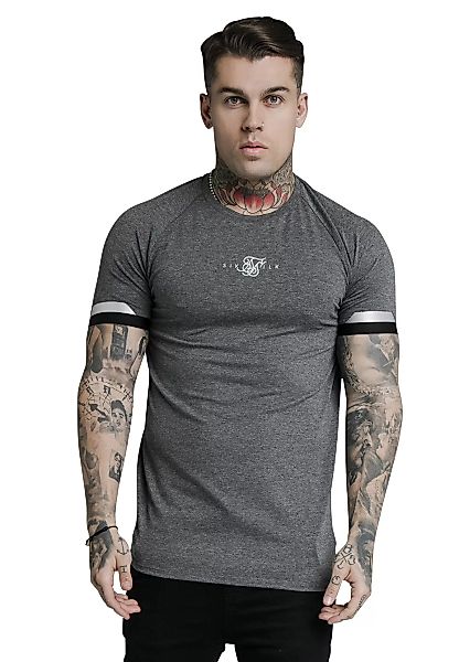 SikSilk Herren T-Shirt DUAL CUFF TECH TEE SS-18281 Dark Grey Marl Grau günstig online kaufen