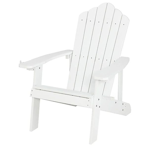 Costway Adirondack Stuhl mit Getränkehalter Kunststoff 170 kg Weiß günstig online kaufen