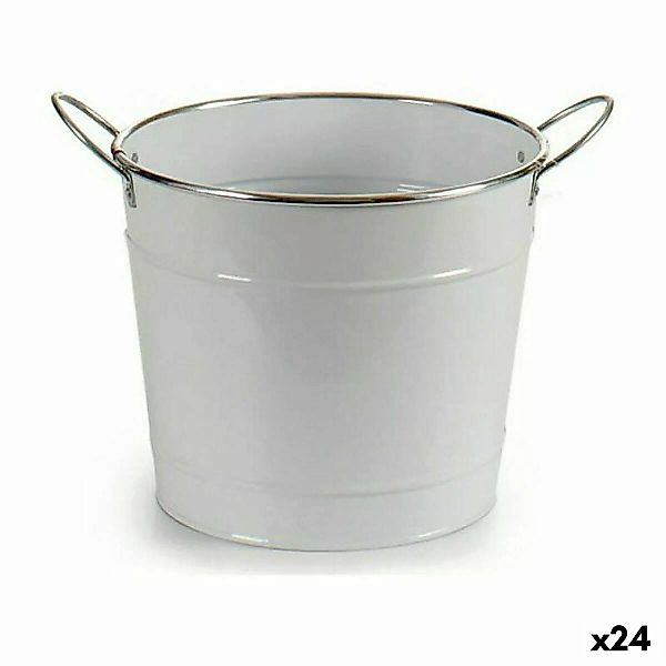 Blumentopf Mit Griffen Silberfarben Metall Weiß (23 X 19,5 X 30,5 Cm) (24 S günstig online kaufen