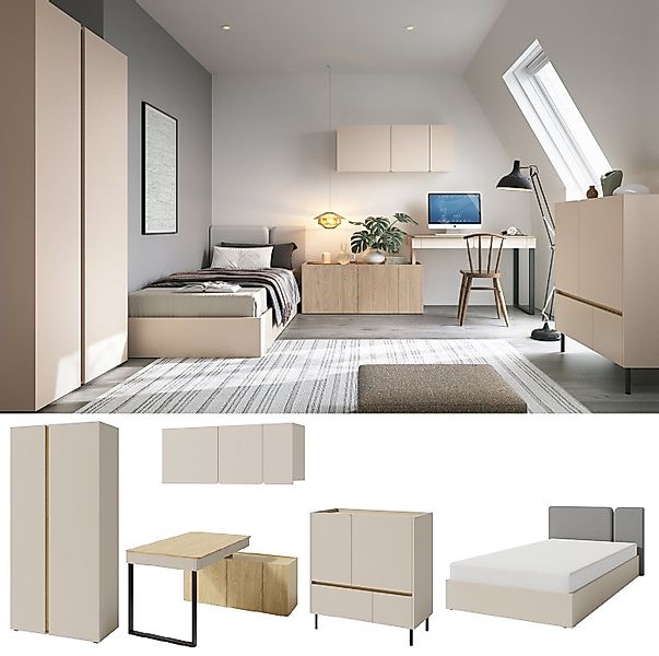 QMM TraumMöbel Jugendzimmer-Set komplett Laris Set A, (Set, 5-tlg., Schrank günstig online kaufen