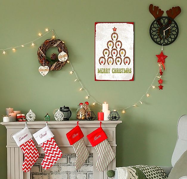 queence Metallbild "Christmas Stars", (1 St.), Stahlschild, Blechschild, We günstig online kaufen