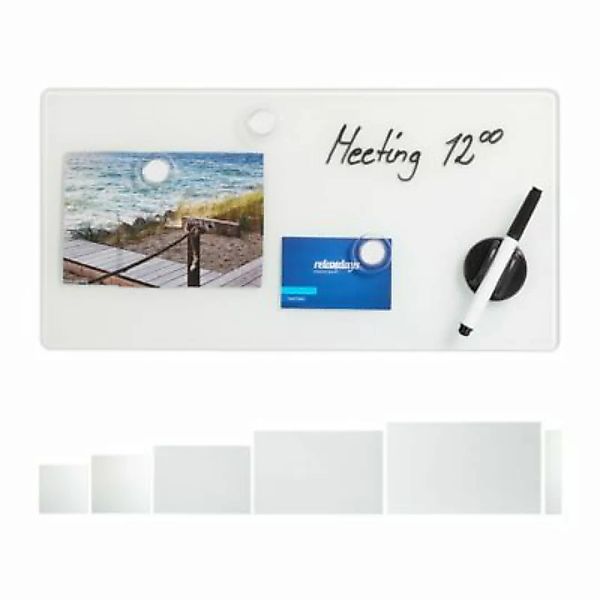 relaxdays Glas-Magnetboard Weiß weiß günstig online kaufen