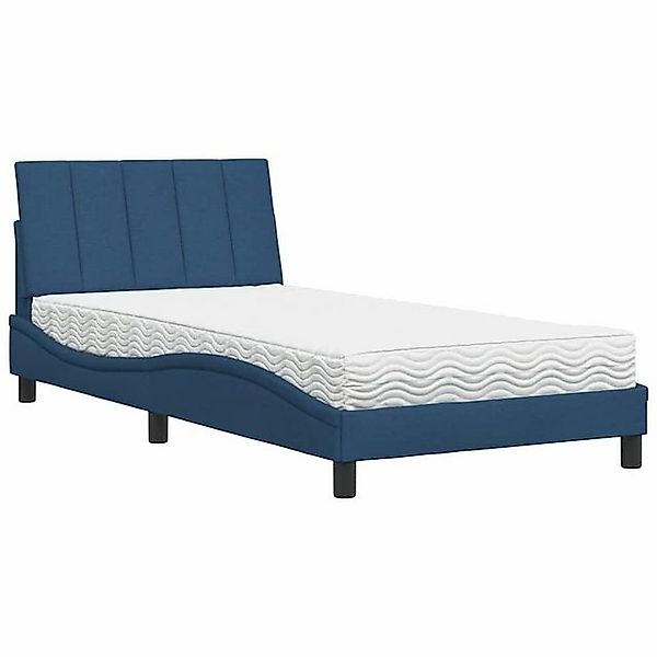 vidaXL Bett Bett mit Matratze Blau 100x200 cm Stoff günstig online kaufen