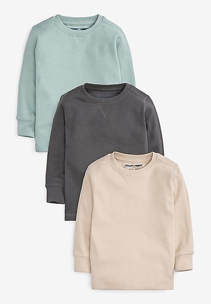 Next Langarmhemd Langärmlige, strukturierte Shirts, 3er-Pack günstig online kaufen