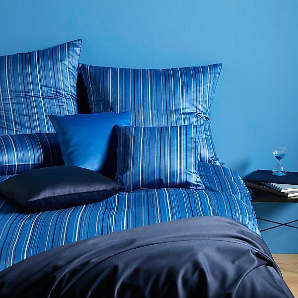 elegante Mako-Satin Bettwäsche Solitaire true blue günstig online kaufen
