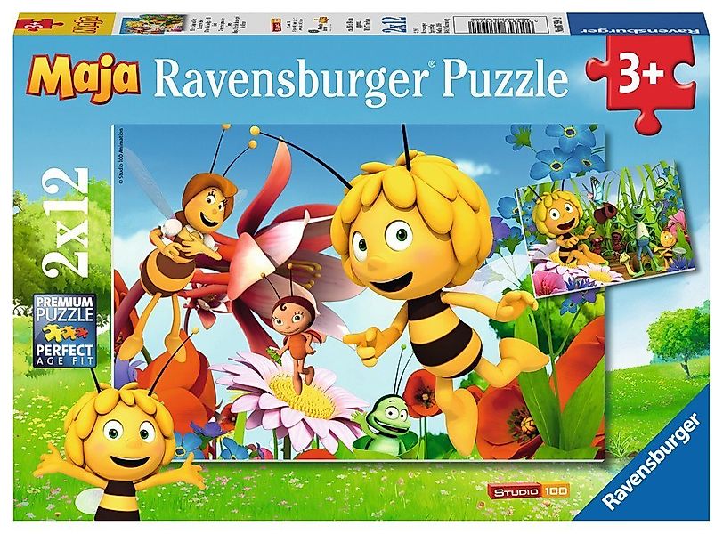Ravensburger Puzzle 2 x 12 Teile Biene Maja Biene Maja auf der Blumenwiese günstig online kaufen