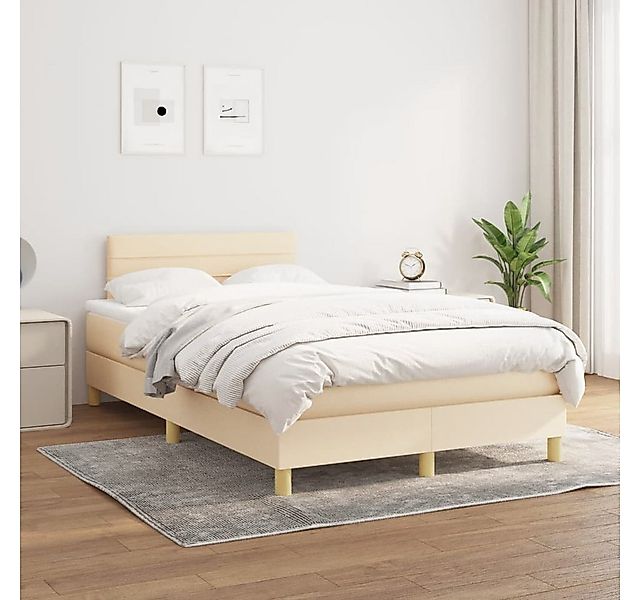 vidaXL Boxspringbett Boxspringbett mit Matratze Creme 120x200 cm Stoff Bett günstig online kaufen