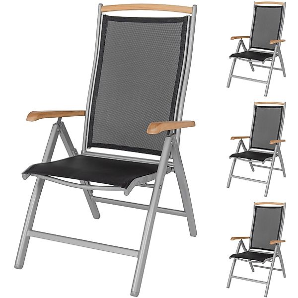 ib style Gartenstuhl 4er Set Diplomat Klappstuhl aus Aluminium und Teakholz günstig online kaufen