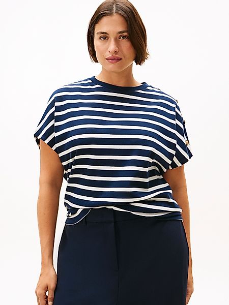 Tommy Hilfiger Curve Kurzarmshirt "CRV GOLD BUTTON SS TEE" in großen Größen günstig online kaufen