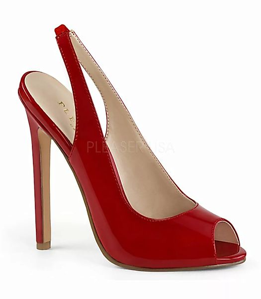 Lack Stiletto Peeptoe Slingpumps SEXY-08 - Rot (Schuhgröße: EUR 35) günstig online kaufen