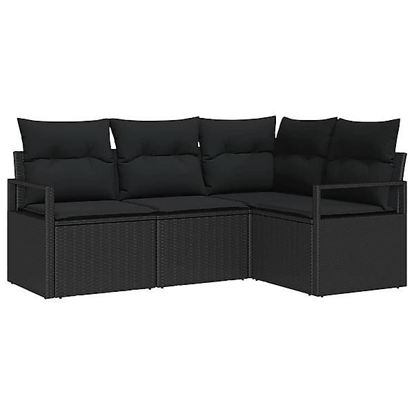 vidaXL Garten-Sofa-Set 4-Tlg Schwarz Poly Rattan 3346363 günstig online kaufen
