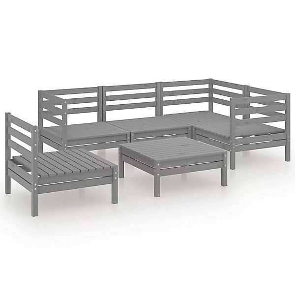 6-tlg. Garten-lounge-set Massivholz Kiefer Grau günstig online kaufen