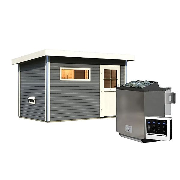 Chillroi Saunahaus Ondo 1 Premium SET Terragrau mit Ofen 9kW Inklusive Kabe günstig online kaufen