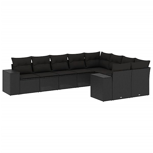 vidaXL 9-Tlg Garten-Sofagarnitur mit Kissen Schwarz Poly Rattan 3255372 günstig online kaufen