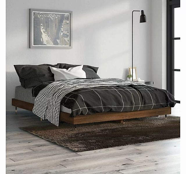 furnicato Bett Bettgestell Braun Eichen-Optik 135x190 cm Holzwerkstoff günstig online kaufen