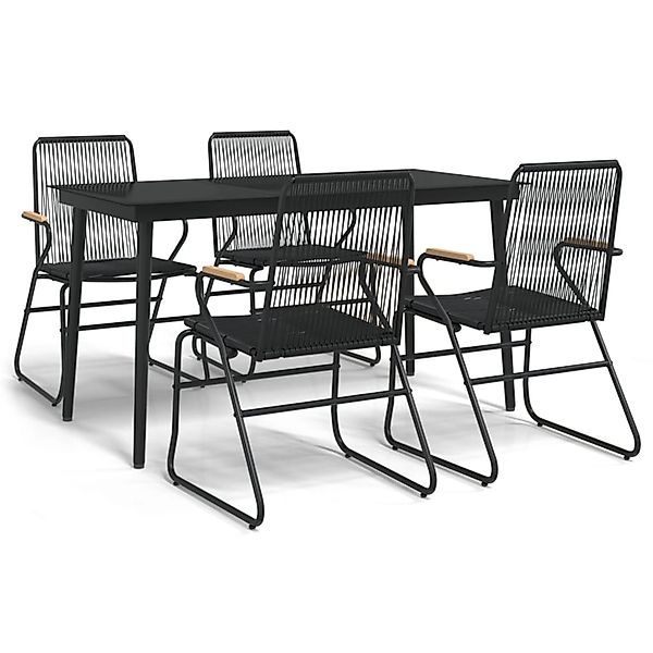 vidaXL 5-Tlg Garten-Essgruppe Schwarz PVC Rattan 3099217 günstig online kaufen