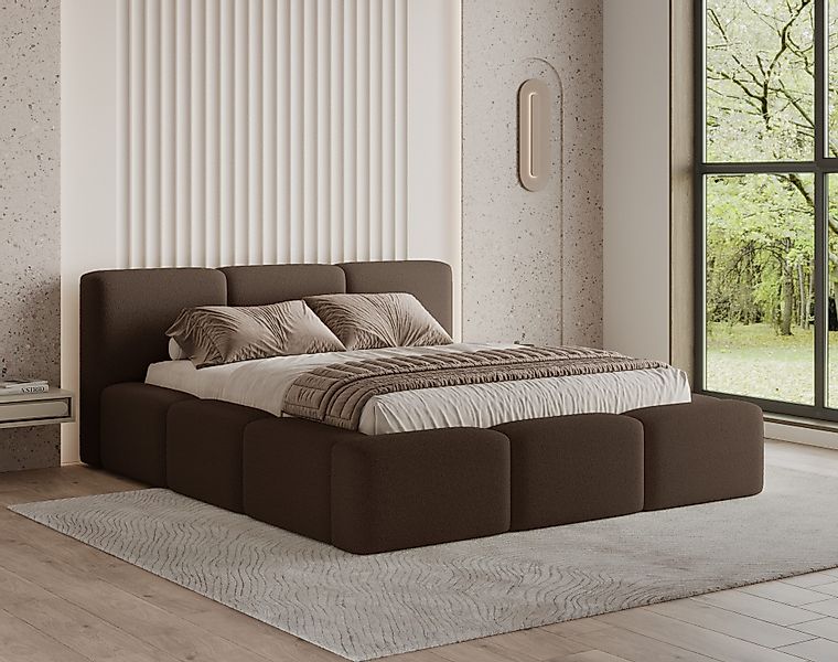 Chilly Möbel Polsterbett Como Braun Bouclé-Stoff günstig online kaufen
