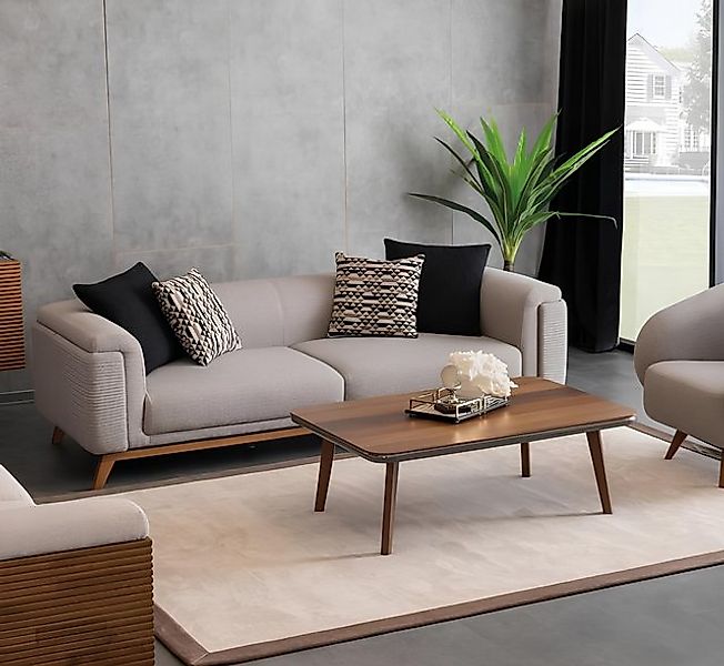 JVmoebel Sofa Wohnzimmer Set Sofa 3 Sitzer Couch Couchtisch Sitzgruppe Text günstig online kaufen