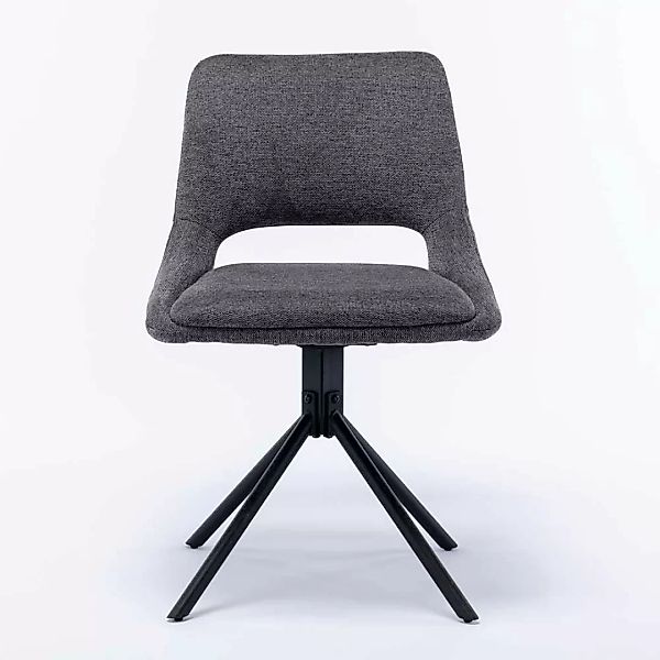 Esstisch Stühle Grau mit Gestell aus Metall Schwarz (2er Set) günstig online kaufen
