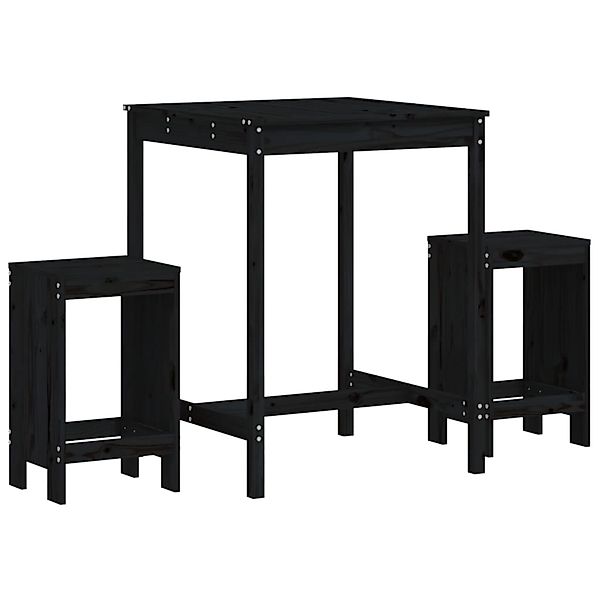 vidaXL 3-tlg Gartenbar-Set Schwarz Massivholz Kiefer Modell 2 günstig online kaufen