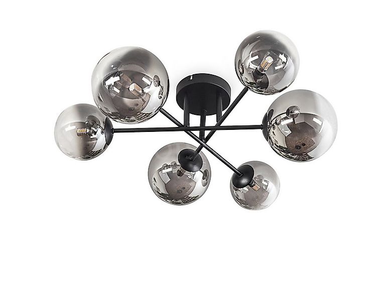 hofstein Deckenleuchte Deckenlampe aus Metall/Glas in Schwarz/Rauchfarben/K günstig online kaufen