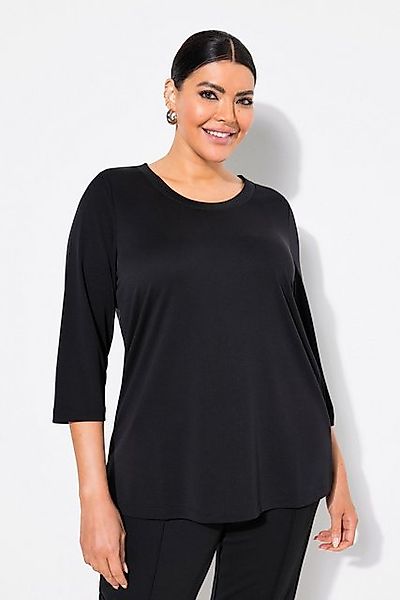 Ulla Popken T-Shirt Shirt Rippbündchen Rundhals 3/4-Arm günstig online kaufen