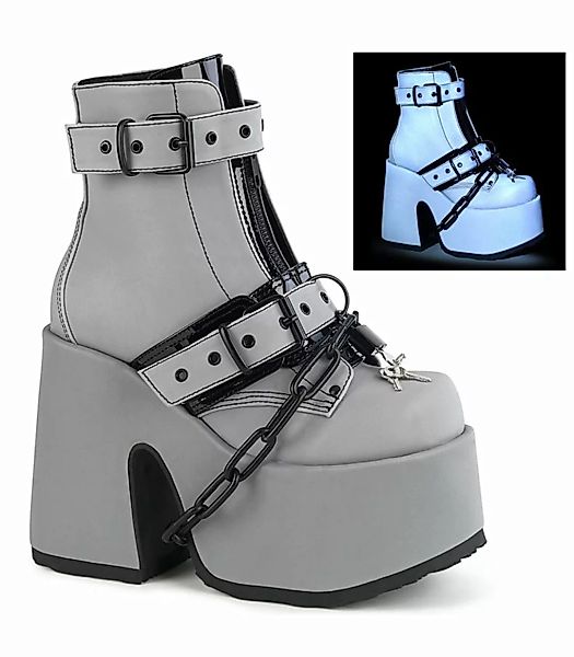 Gothic Stiefelette CAMEL-205 - Grau Reflektierend (Schuhgröße: EUR 38) günstig online kaufen