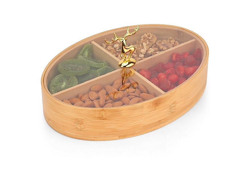 Belle Vous Organizer Belle Vous Runde Aufbewahrungsbox Holz mit 4 Fächern & günstig online kaufen