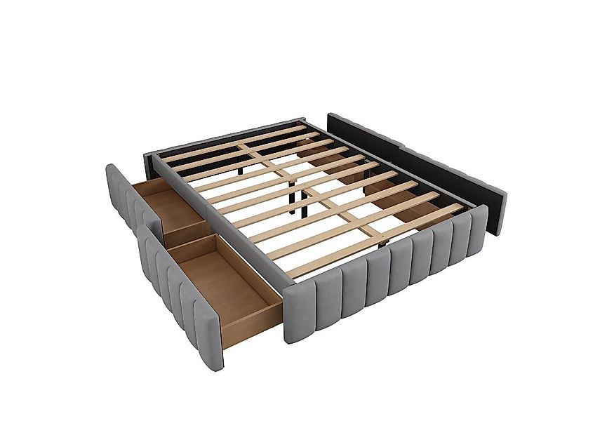 SOFTWEARY Futonbett mit Lattenrost und 4 Schubladen, 140x200 cm, ohne Kopft günstig online kaufen