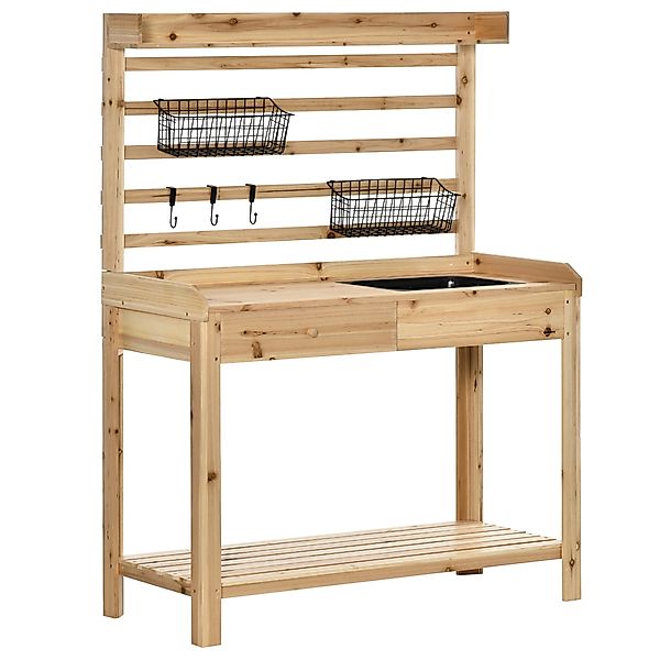 Outsunny Pflanztisch Gärtnertisch mit waschbecken Blumentisch, Schublade, H günstig online kaufen
