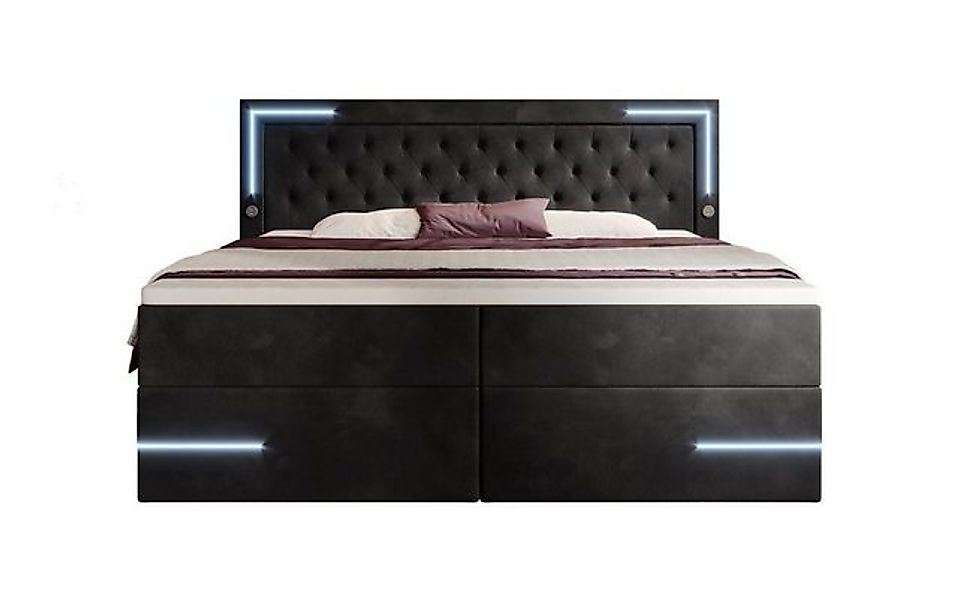 Luxusbetten24 Boxspringbett Carlotta, mit LED, Stauraum, USB-Anschluss und günstig online kaufen