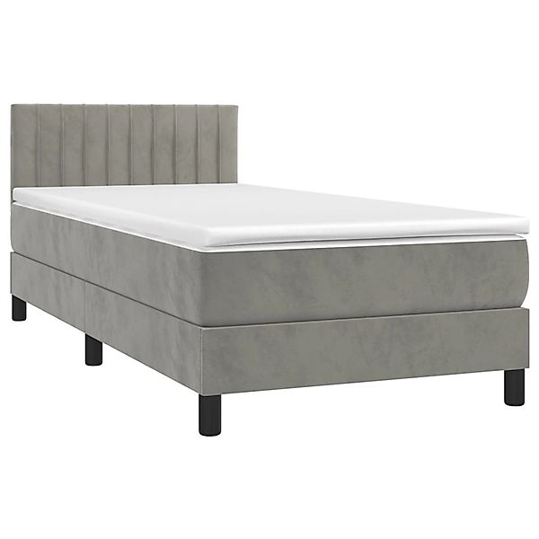 vidaXL Boxspringbett mit Matratze & LED Hellgrau 100x200 cm Samt 3134507 günstig online kaufen
