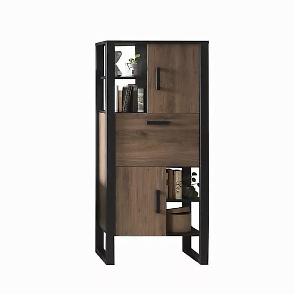 58 aufm Kessel Mehrzweckschrank Jami 75x163x39 Stauraumschrank Schwarz-Okap günstig online kaufen