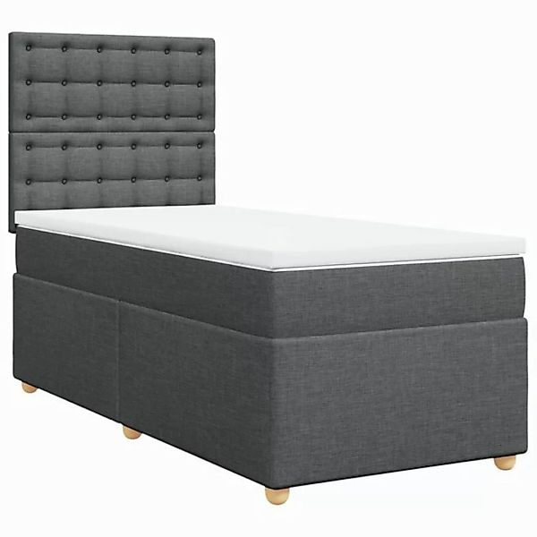 vidaXL Boxspringbett Boxspringbett mit Matratze Dunkelgrau 90x200 cm Stoff günstig online kaufen