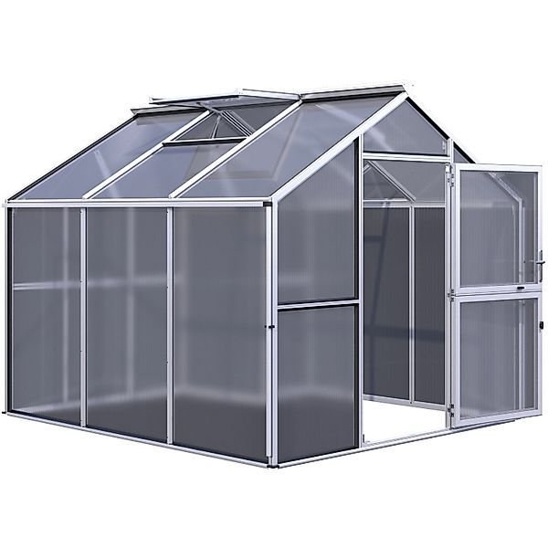 KGT Gewächshaus Novum III Aluminiumfarben 8,4 m² günstig online kaufen
