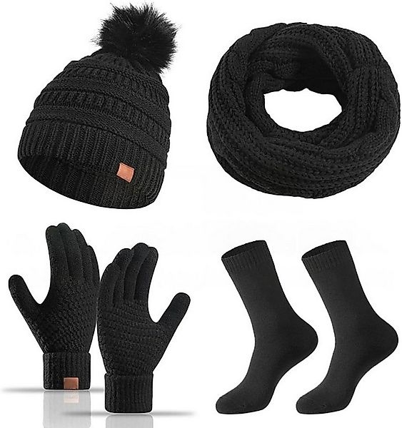 Bextsrack Mütze & Schal Strickmützen-Schal-Handschuhe-Socken 4-teiliges Set günstig online kaufen
