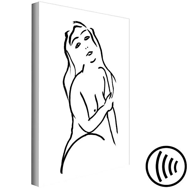 Wandbild Aufmerksamer Blick - lineare Darstellung einer weiblichen Silhouet günstig online kaufen