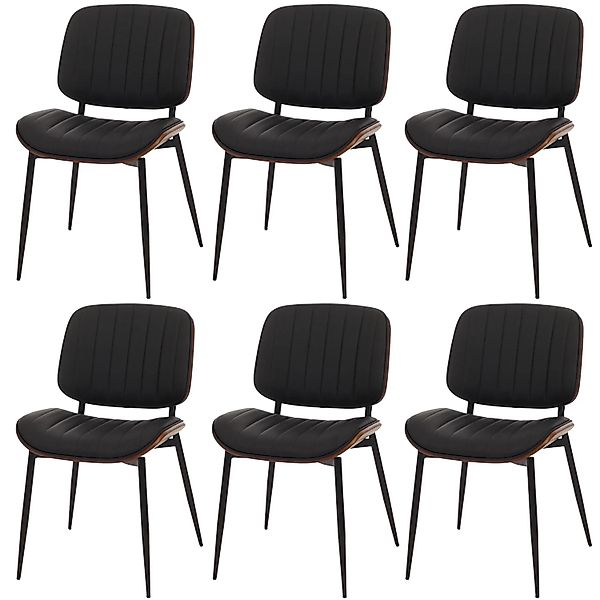 MCW Esszimmerstuhl O44 6er-Set Walnuss-Optik Schwarz günstig online kaufen